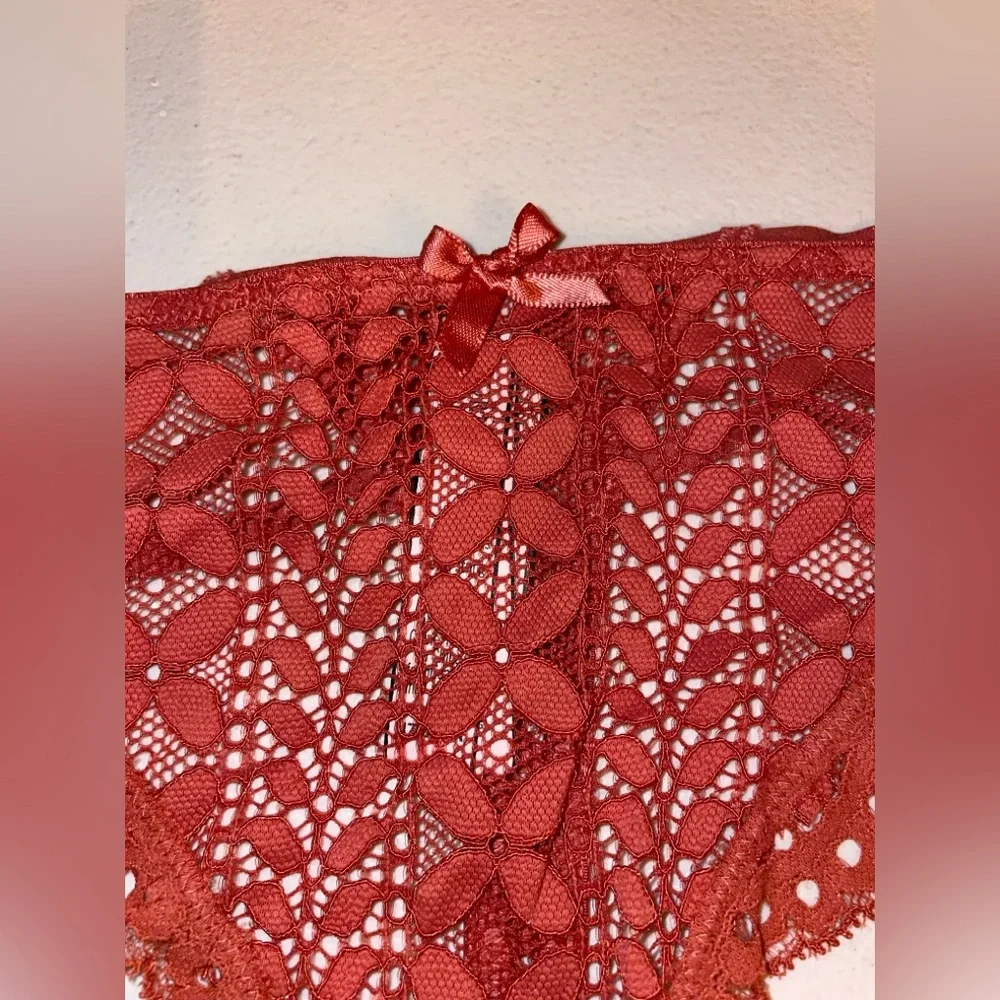 Victoria's Secret Dream Angels Lace Thong Rust Lace Panties 🆕 🪽🪽 VS Panty - Picture 3 of 10